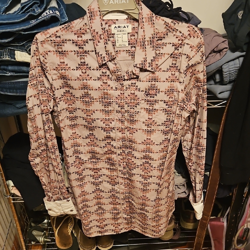 Ariat Pink and Black Geometric Shirt